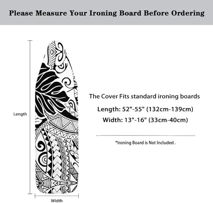 Boho Zigzag Ironing Board Cover Hawaii Tropic Monstera Standard Size 15" X 54"