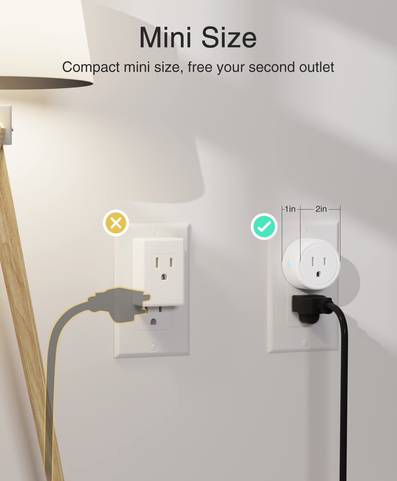 GHome Smart Mini Smart Plug Works with Alexa and Google Home, WiFi Smart Outlet Socket Remote Control Timer Function, Only 2.4GHz Network, No Hub Required, ETL FCC Listed, White