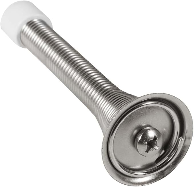 KISEER 24 Pack Spring Door Stops 3 1/4 Inch Flexible Heavy Duty Spring Door Stopper with RustProof Screw Rubber Bumper Tips (Satin Nickel)