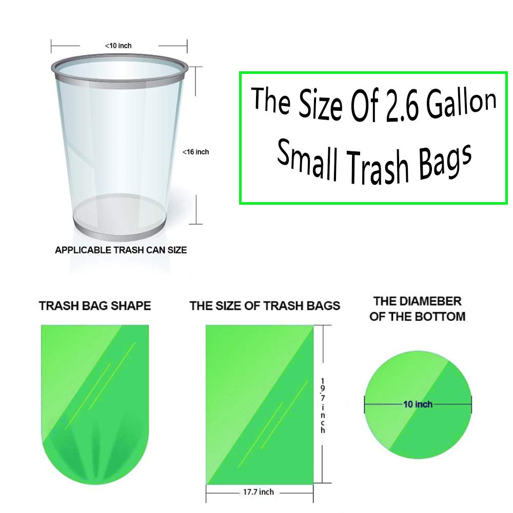 200 Counts 2.6 Gallon 10L Compost Bags, Compostable Trash Bags for Kitchen Compost Bin, Green Compostable Liner Bags for Food Scrap, Garbage Bags for Bedroom, Bathroom, Office