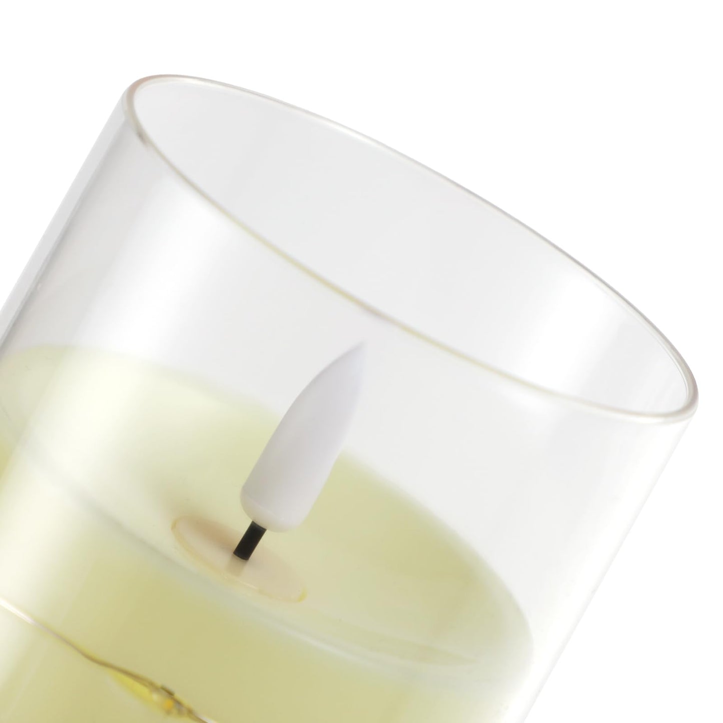 COVEGE Flickering Flameless Candles with Embedded String Lights - Acrylic Battery Operated Candles with Remote, LED Pillar Candles for Valentines/Wedding Home Decor(White)