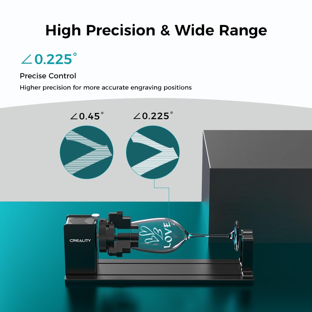 Official Creality Rotary Kit Pro, Laser Rotary Roller 4 in 1 Multi-Function Engraving Accessories for Laser Engraver, Jaw Chuck Rotary for Engraving Cylindrical Objects, Wine glass, Baseball Bat, Ring