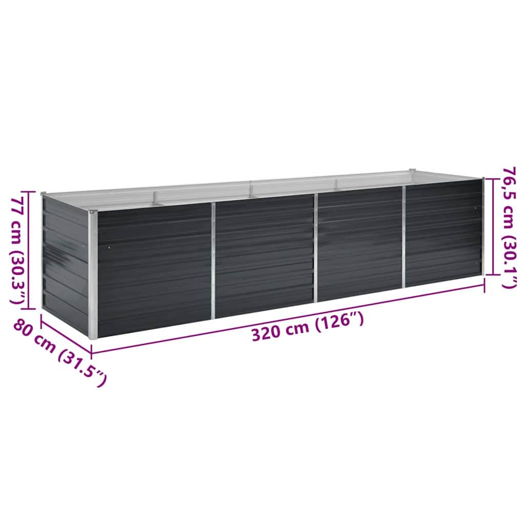 Galvanized Steel Raised Garden Bed, Anthracite Metal Planter Box for Outdoor Plants, 126 x 31.5 x 30.3 inch Rectangular, Durable Garden Beds for Vegetables, Herbs, Flowers Gardening Accessories