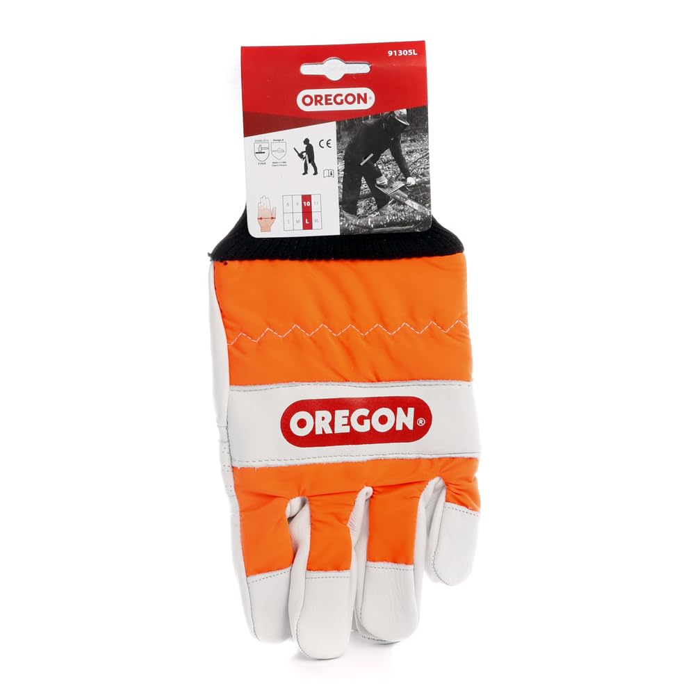 Oregon Chainsaw Left-Hand Protection Leather Gloves – Large (size 10) (91305L)