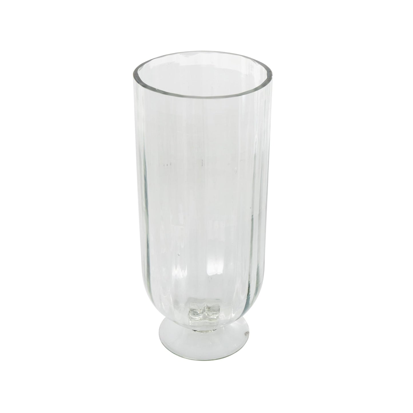 Deco 79 Glass Ribbed Fluted Candle Holder with Elevated Base, 6" x 6" x 14", Clear