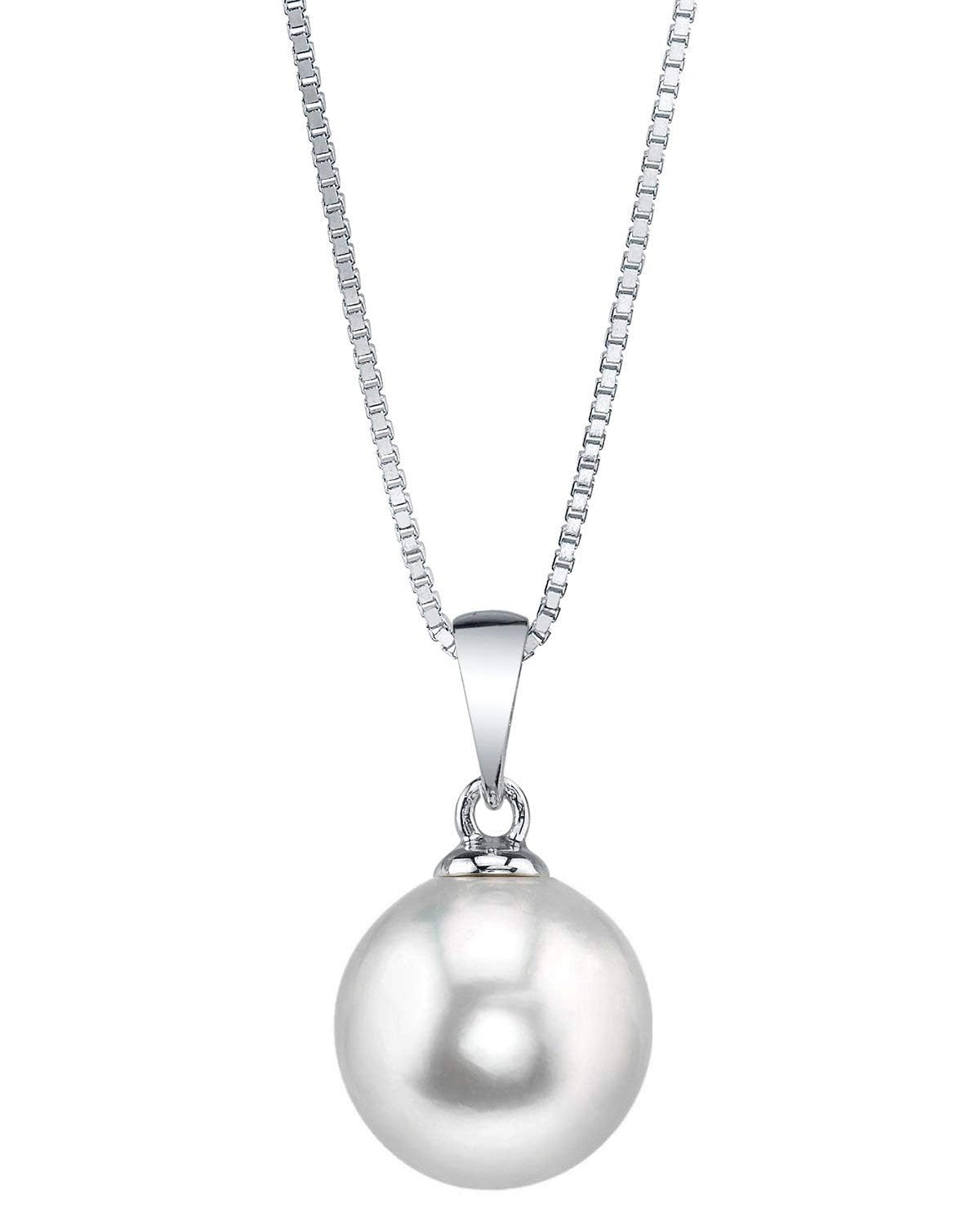 The Pearl Source Real Pearl Pendant Necklace for Women, 14K Gold Plated 925 Sterling Silver, Genuine AAAA Cultured Freshwater Pearl, 8mm White Pearl Necklace with 16-20 Inch Adjustable Chain