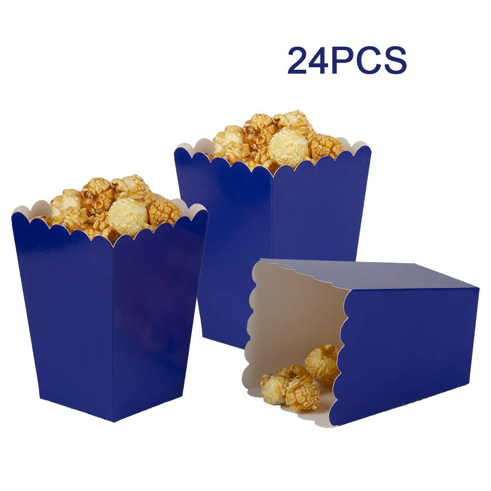 AimtoHome Navy Blue Popcorn Boxes Mini Pack of 24, Paper Popcorn Container for Birthday Party, Graduation, Wedding, Carnival, Movie Night