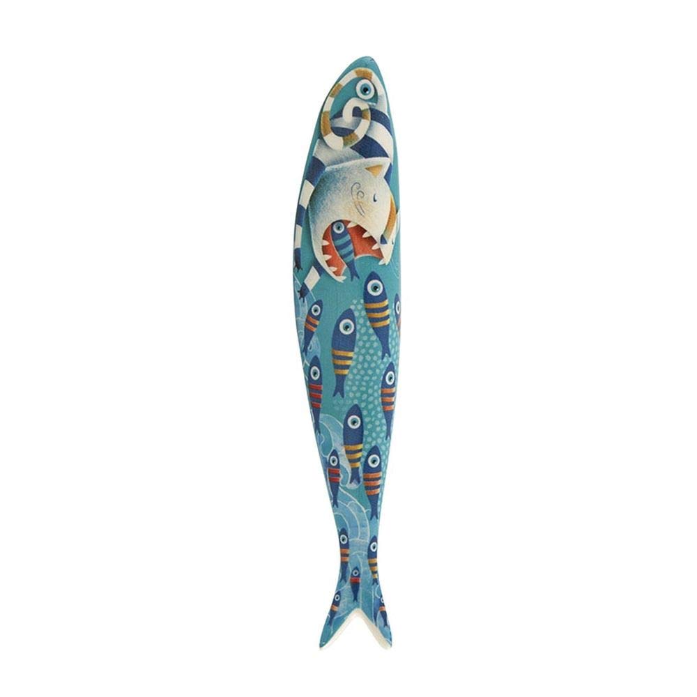 Bordallo Pinheiro + Sardine + Black Hole by Elena Ospina + H 1" W 7" L 1" + Multicolor