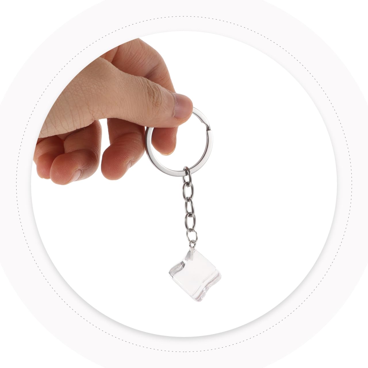 Holibanna Ice Cube Key Chain Resin Irregular Square Ice Pendant Clear Crystal Cubes Key Ring Car Bag Keychain Accessories