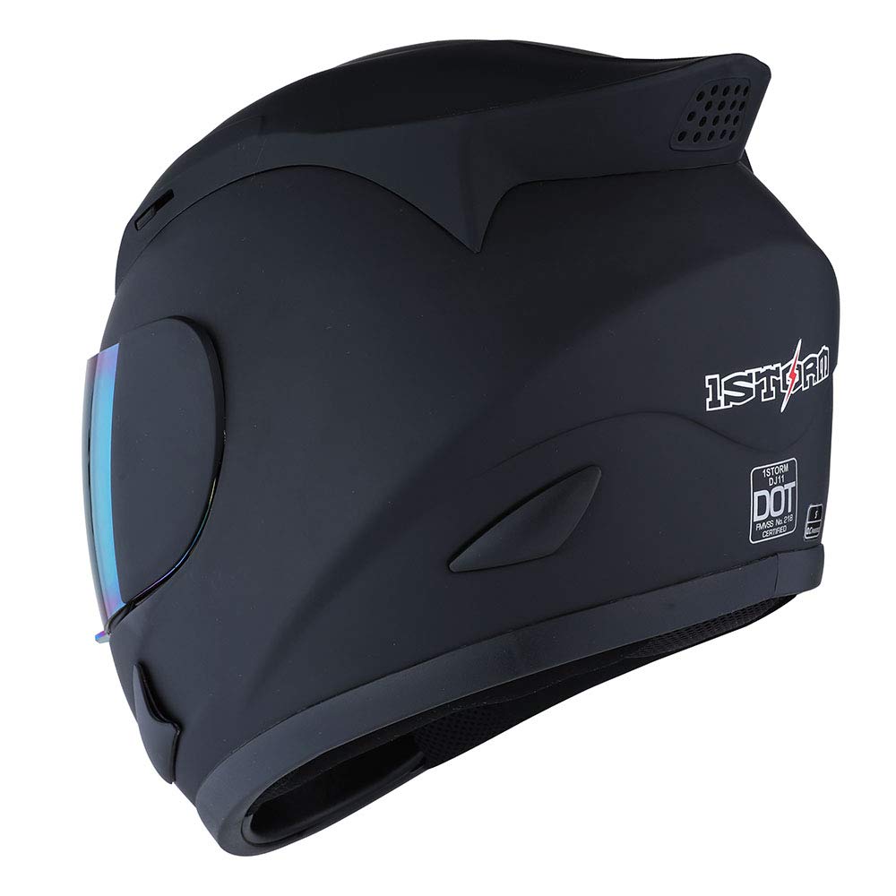 1Storm Motorcycle Bike Full FACE Helmet Mechanic MATT Black