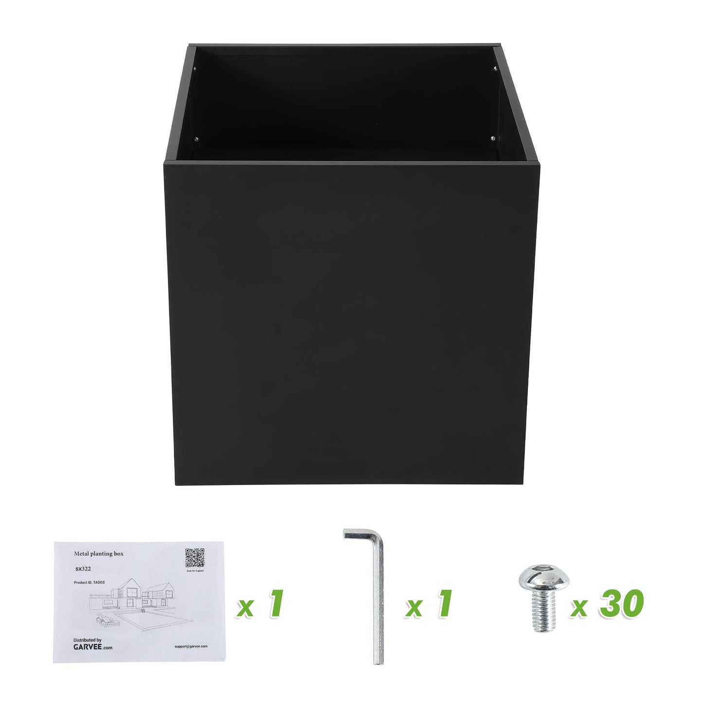 LuyFuitre 26x26x26 inch Metal Planter Box, Large Square Outdoor Planter with Removable Insert Shelf, Black Modern Floor Standing Garden Planter for Patio, Balcony, Backyard