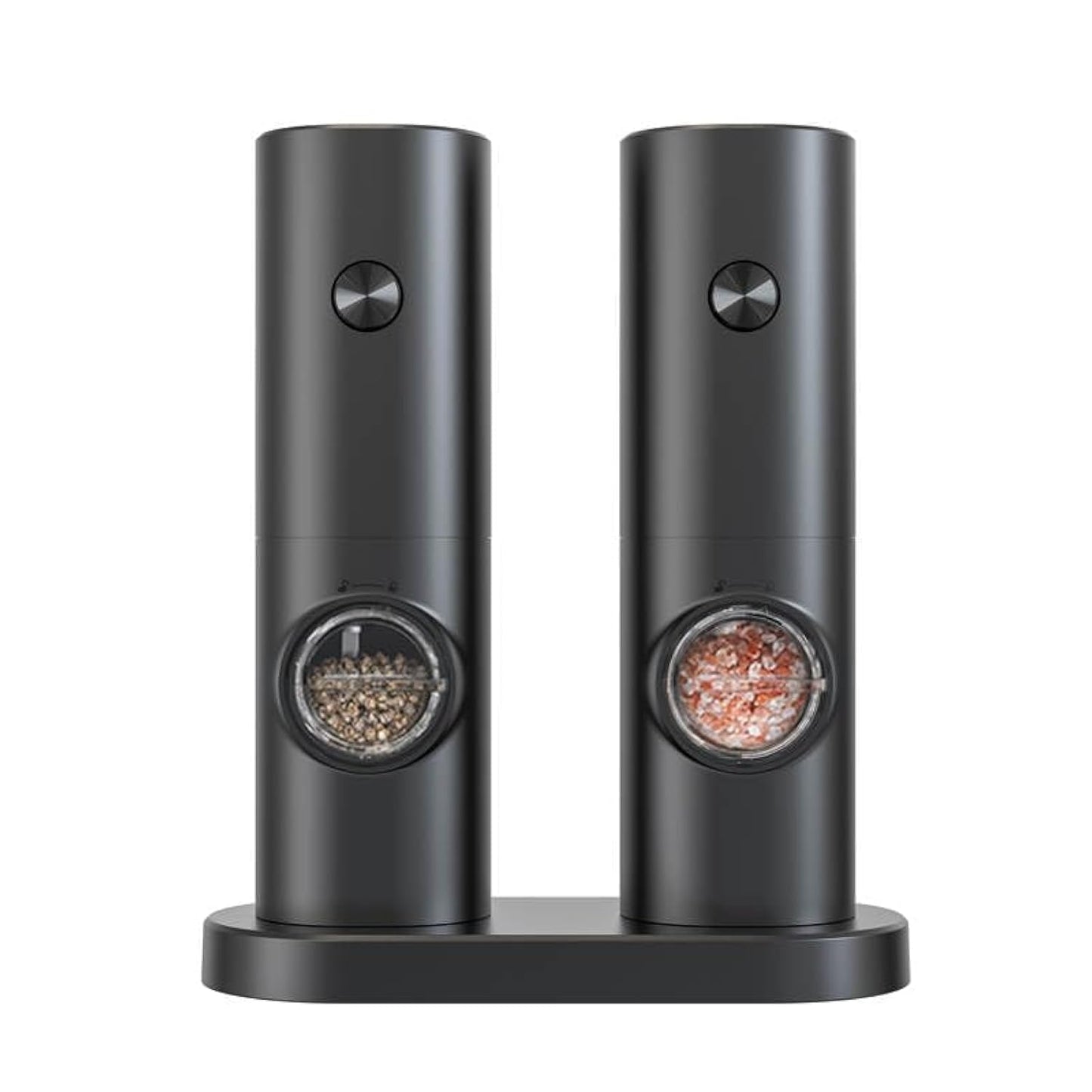 Generic Electric Salt and Pepper Grinder Set - Automatic Salt Pepper Mill Grinder with Adjustable Coarseness- Rechargeable Spice Shakers for Kitchen (Set of 2), Standard Size, Black, KYMQ-14