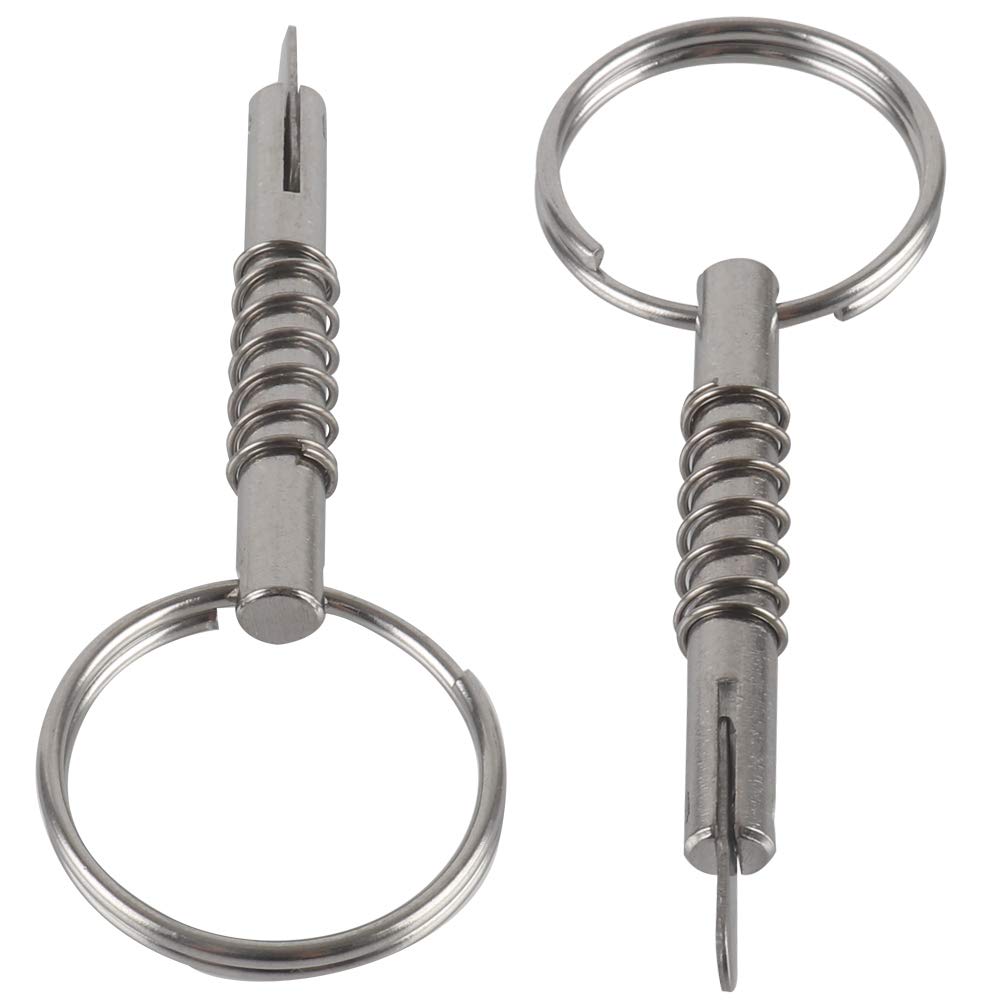 2 Pcs Quick Release Pin w/Drop Cam & Spring, Diameter 1/4"(6.3mm), Usable Length 1.3"(33mm), Overall Length 2"(51mm), Full 316 Stainless Steel, Bimini Top Pin, Marine Hardware