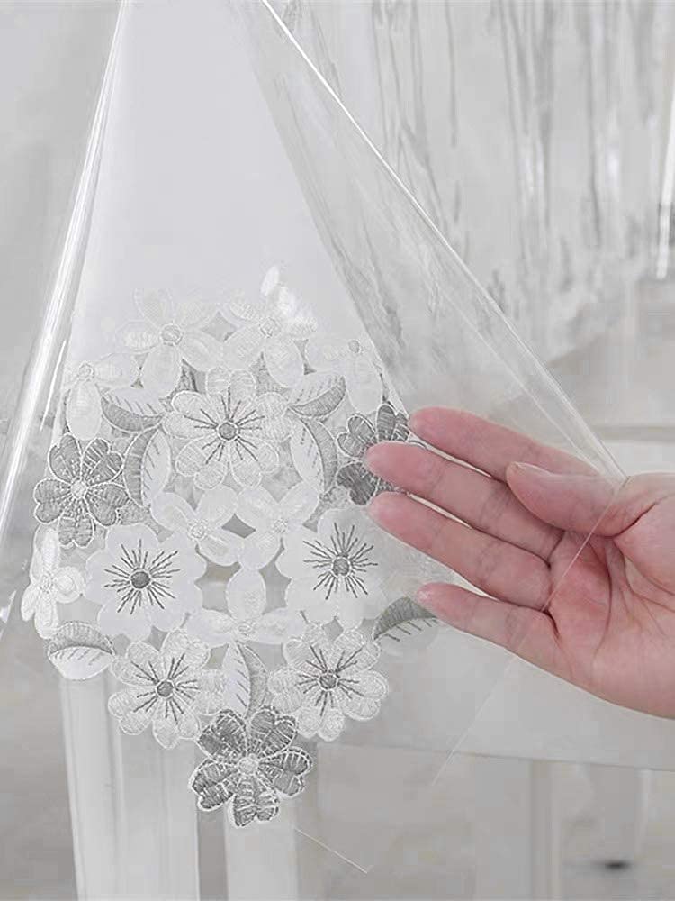 sancua Clear Plastic 100% Waterproof Tablecloth - 54 x 78 Inch - Vinyl PVC Rectangle Table Cloth Protector Oil Spill Proof Wipe Clean Table Cover for Dining Tables, Parties & Camping, Crystal Clear