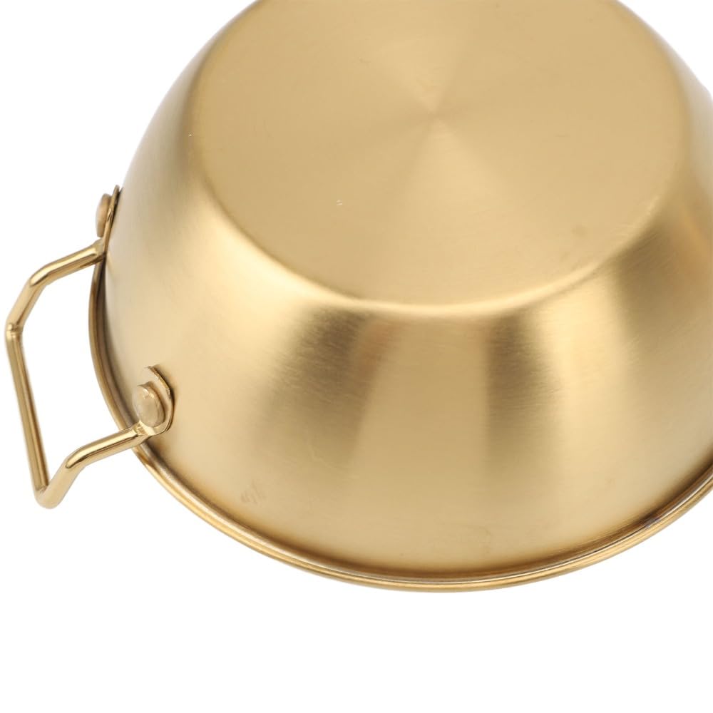 Anu Limen 3 Pcs Multiple Sizes Golden Stainless Steel Round Sauce Bowl with Handle Reusable Stackable Dipping Seasoning Dish for Appetizer Soy Sauce