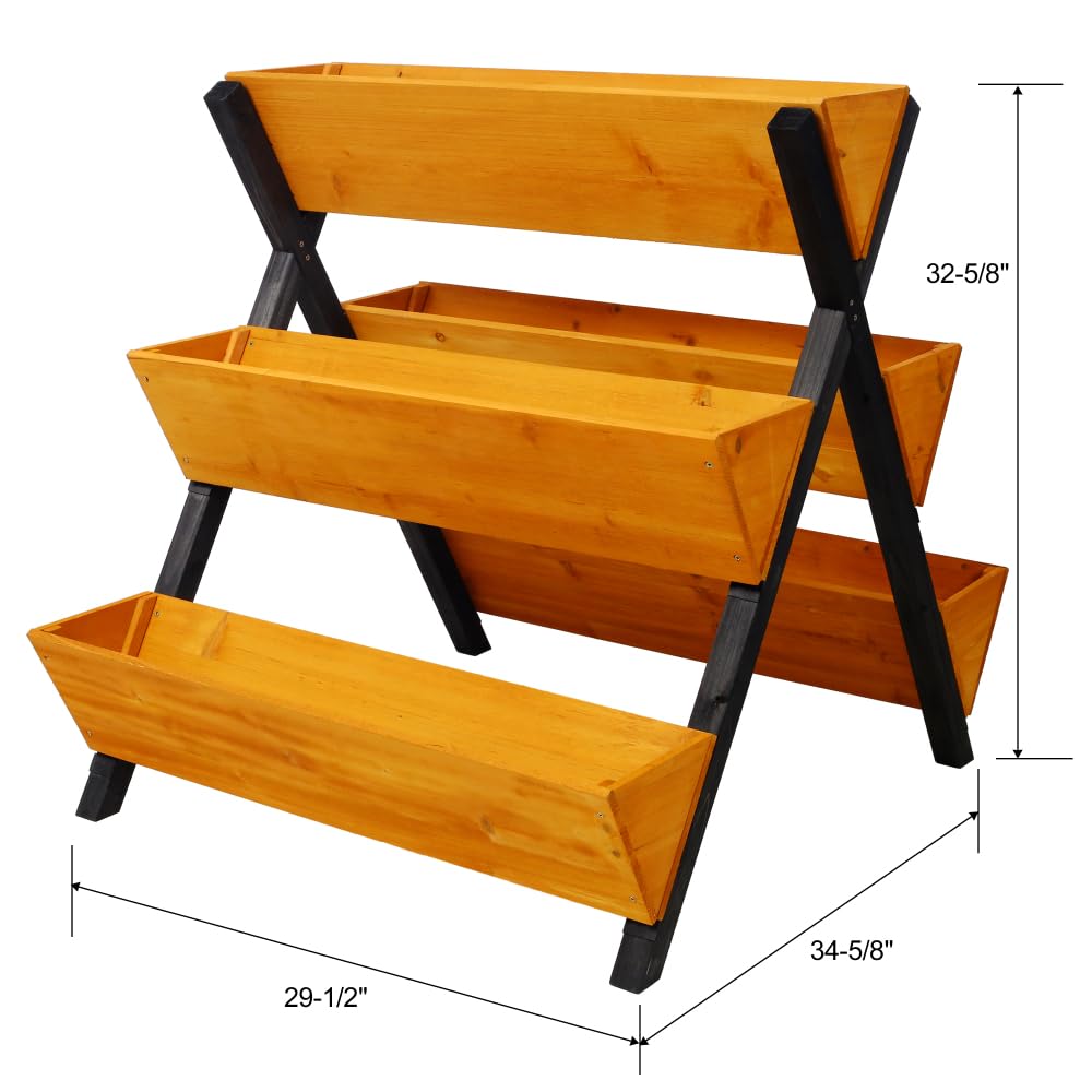 Raised Garden Bed, Premium 3-Tier Vertical Planter Tower, Stackable Wooden Tiered Planter Box with Legs, Elevated Garden Bed for Vegetables, Herbs, and Flowers, Space-Saving Outdoor Gardening Solution