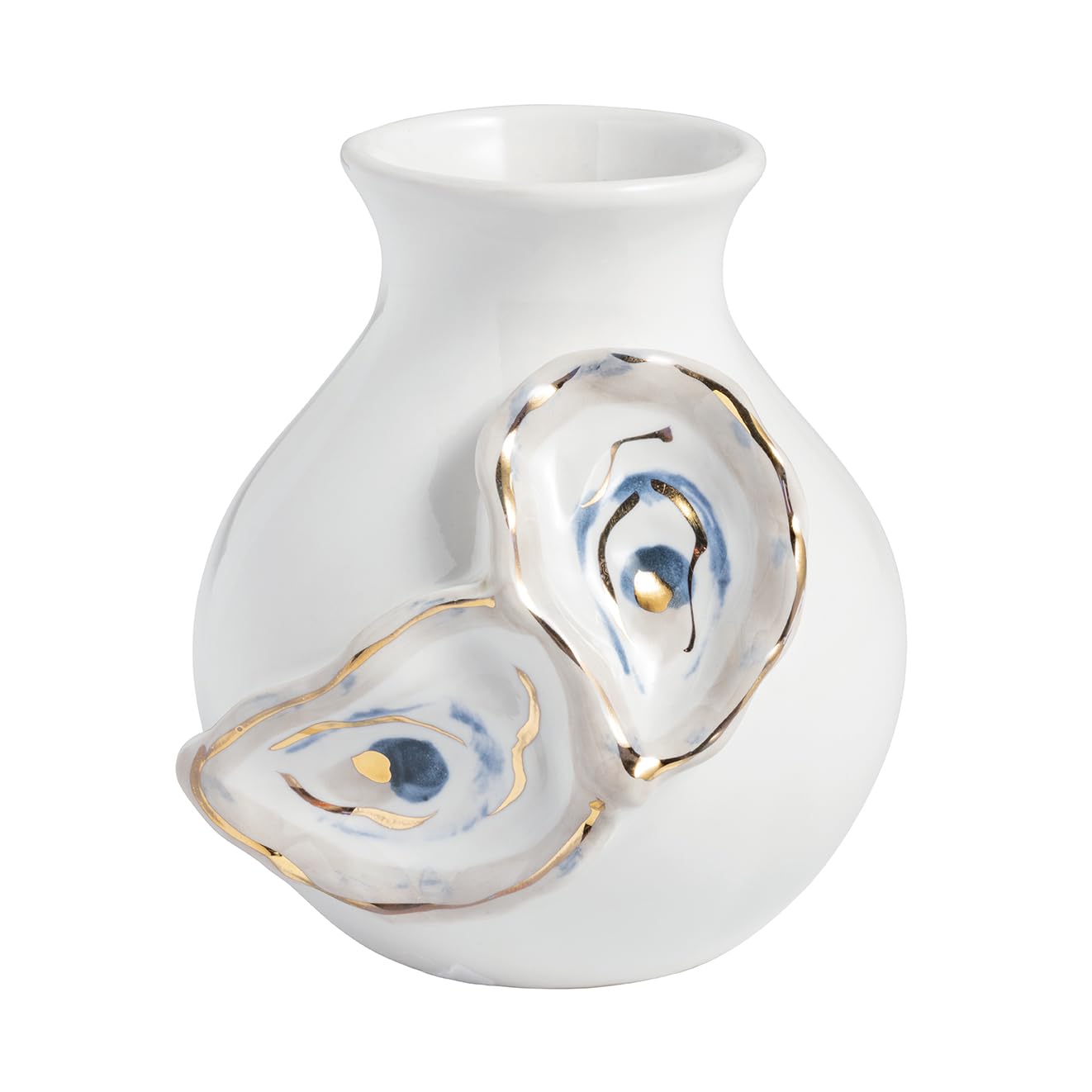 Mud Pie White Stoneware Small Oyster Shell Bud Vase