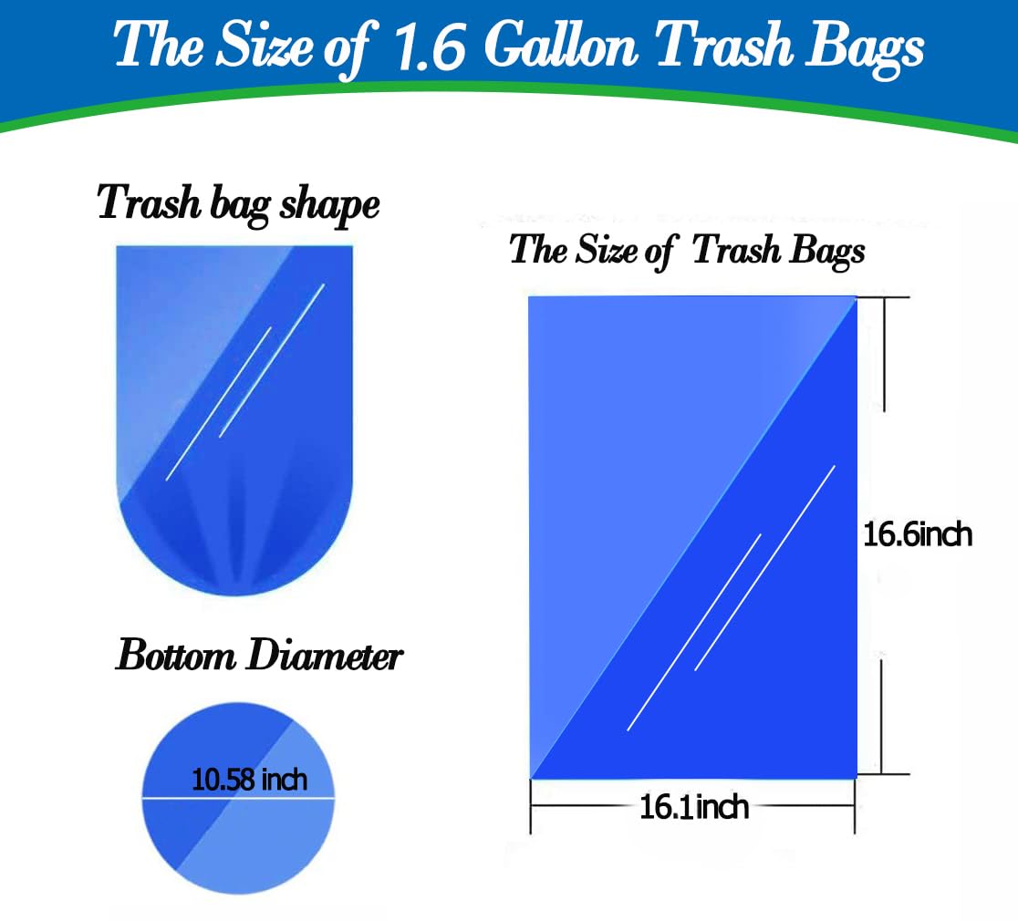 1.6 Gallon 120 pcs (Fit 1.3-1.6 Gal)Small Clear Trash Bags, Strong 1.3 Gallon1.5 Gallon 1.6 gallons Garbage Bags, Bathroom Trash Can Bin Liners, Mini Bags for Office, Waste Basket Liner,Fit 5-6 Liters