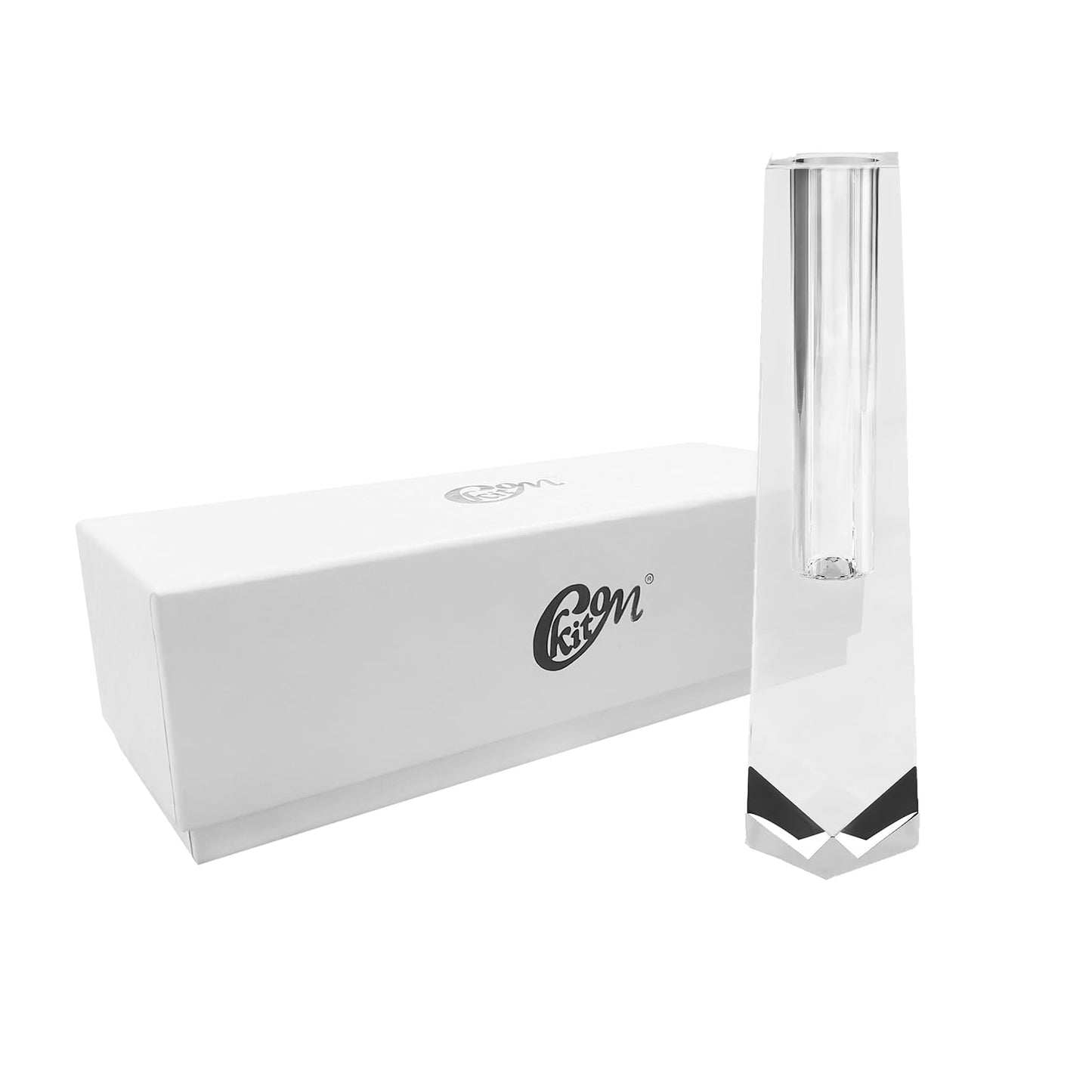 Kitcom Crystal Bud Vase 8.3IN, Elegant Floral Display Tabletop for Home & Weddings, Comes with Gift Box