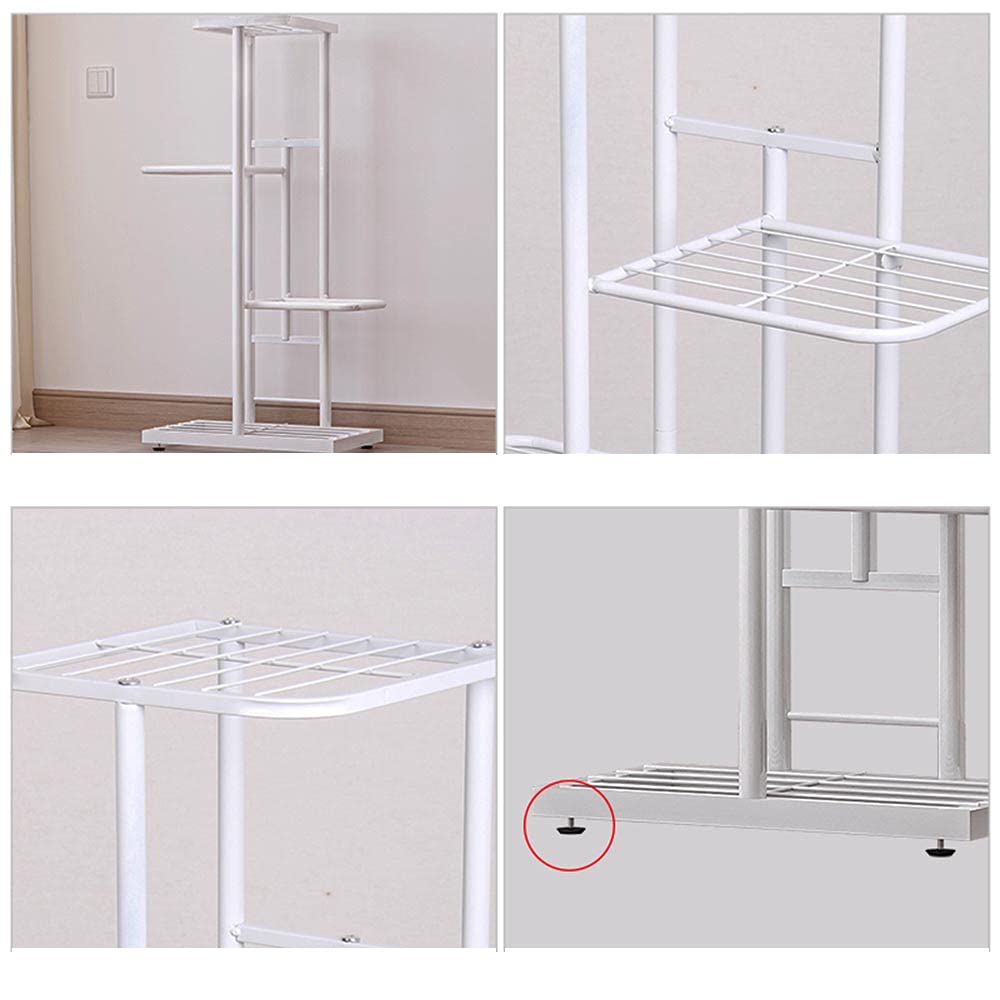MTB Garden 4 Tier Metal Plant Stand for Indoor Outdoor Flower Pot Display Planter Shelf, White