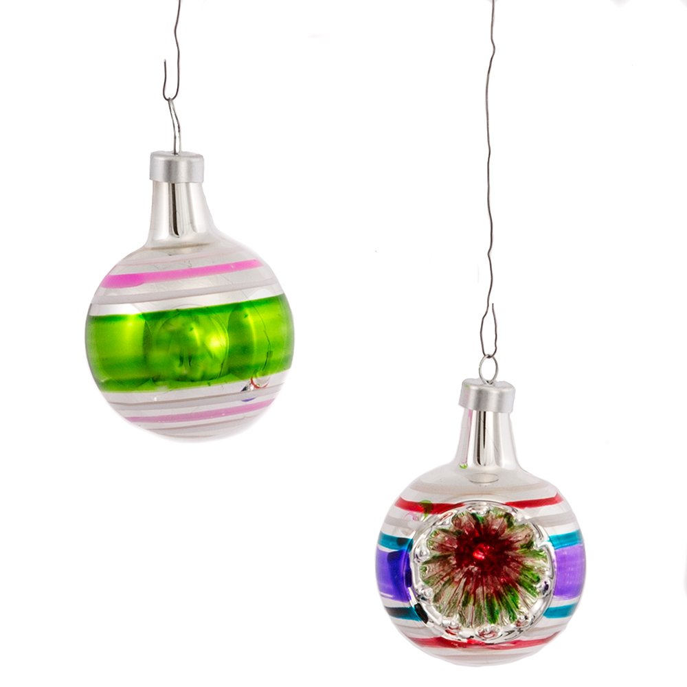 Kurt Adler Early Years Mini Glass Ornament Set of 24 - Ball and Reflector