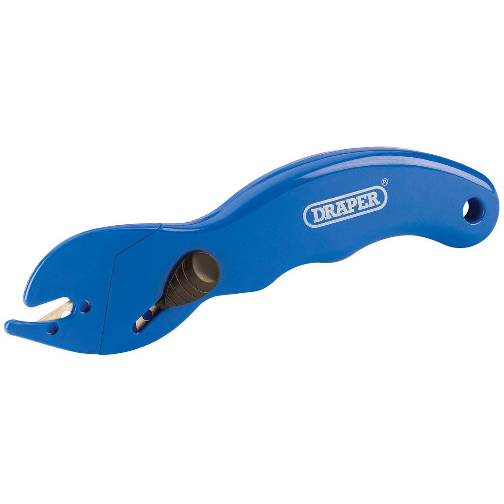 Draper Packaging Cutter, Blue (Plastic, Alloy Steel Blade, Safety Style)