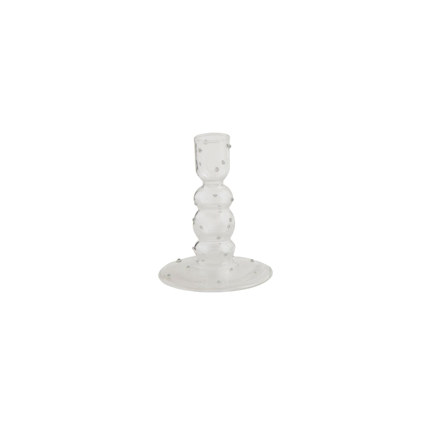 Mud Pie Small Dotted Glass Candlestick; 4" X 3 1/2" Dia