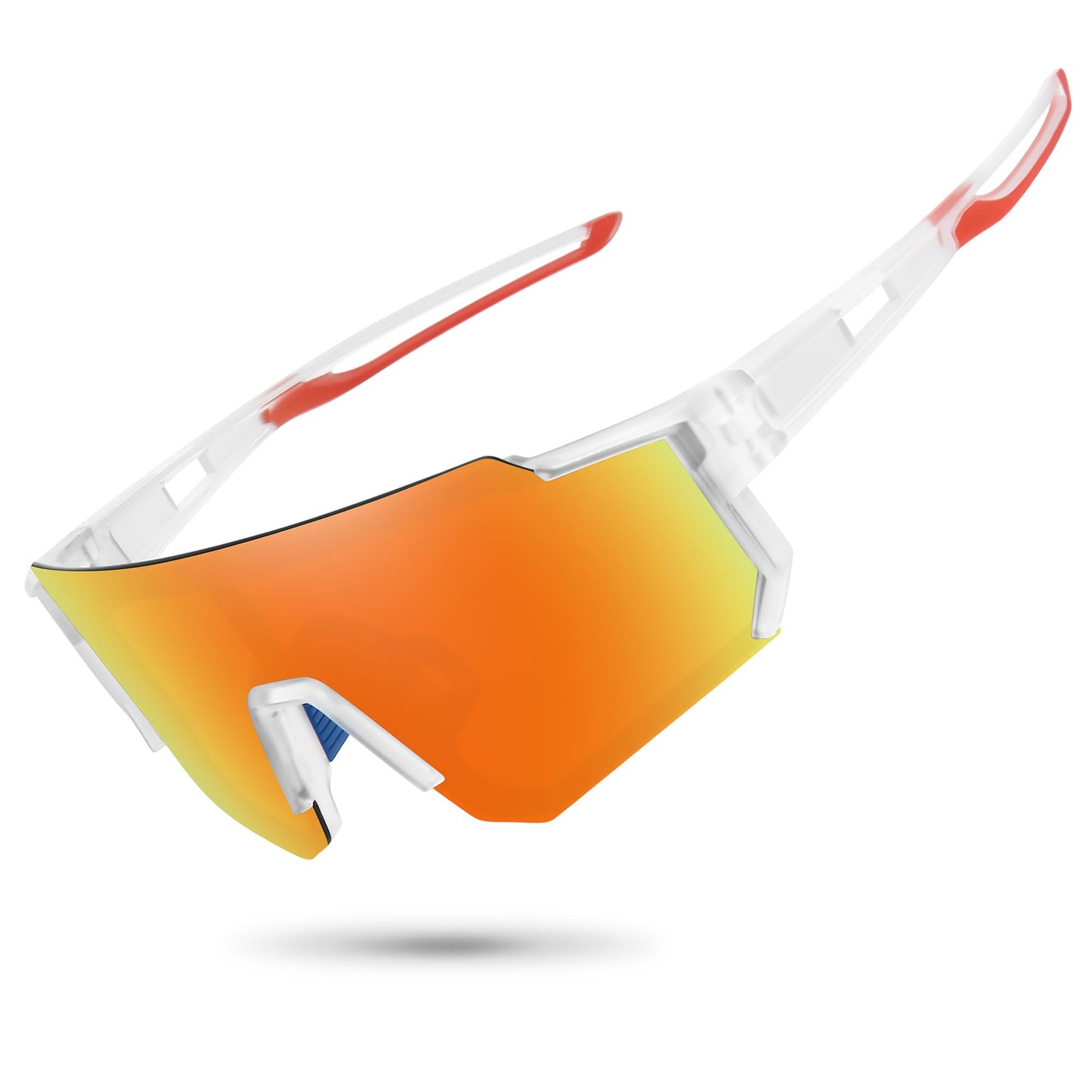 STORYCOAST Polarized Sports Sunglasses for Men Women,Driving Fishing Cycling Mountain Bike Sunglasses UV400 Protection Clear Frame-Red Mirror Lens