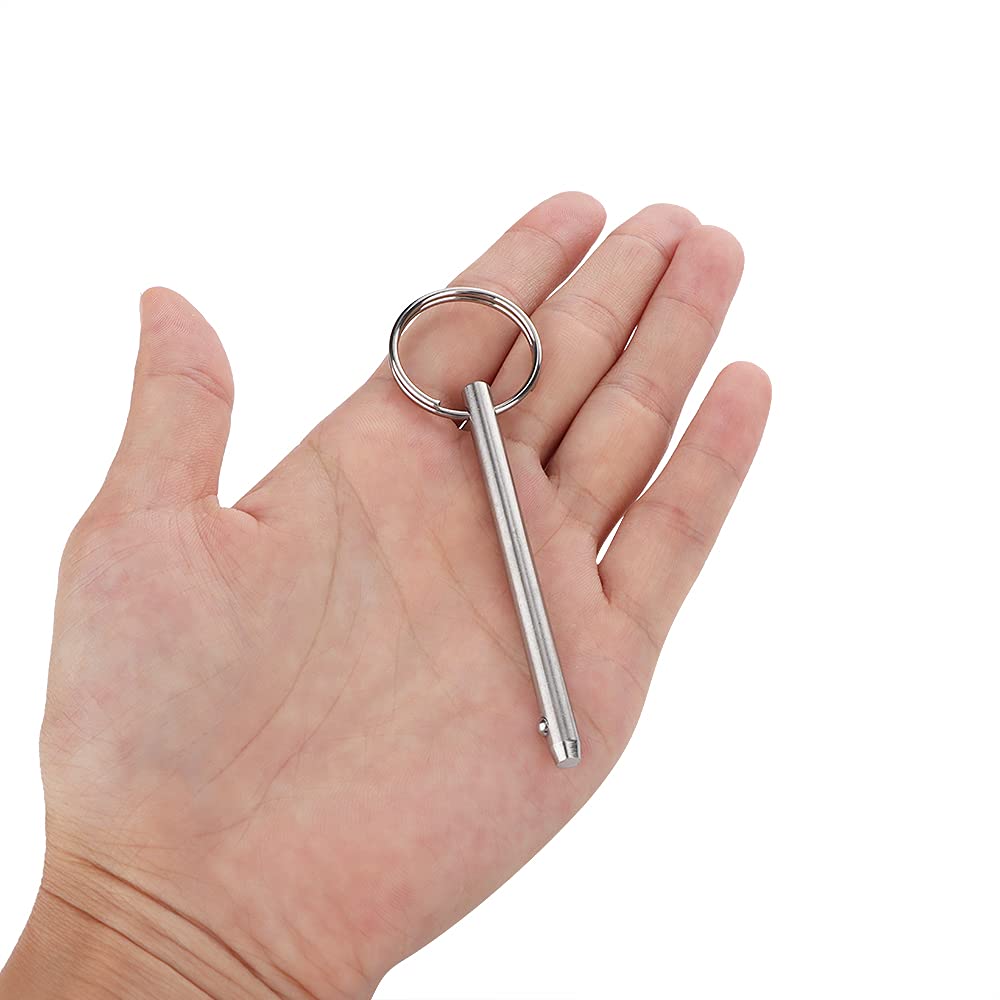 2 Pack Quick Release Pin, Diameter 3/16"(4.8mm), Overall Length 2-1/2"(65mm), Usable Length 2"(51mm), Full 316 Stainless Steel, Bimini Top Pin, Marine Hardware