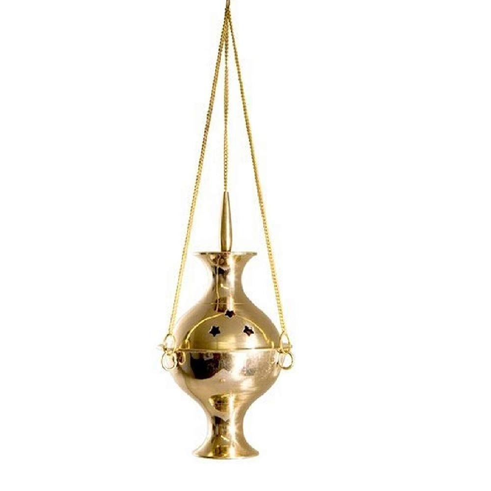 Incense Burner for Purifying, Cleansing, Healing, Metaphysical, Meditation and Wicca (6" Hanging Brass Censer)