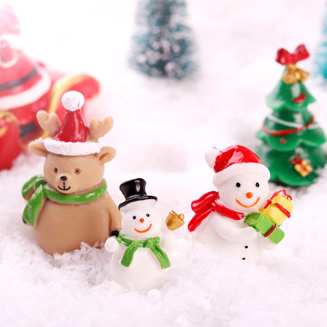 yeesport 18PCS Christmas Miniature Figurines Mini Santa Clause Ornament Xmas Micro Landscape Christmas Tree Christmas Figurines Snowman Reindeer Gift for DIY Fairy Garden