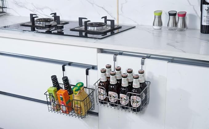 Wire Hanging Storage Basket 2 Packs, Wall Mounted Kitchen Bathroom Storage