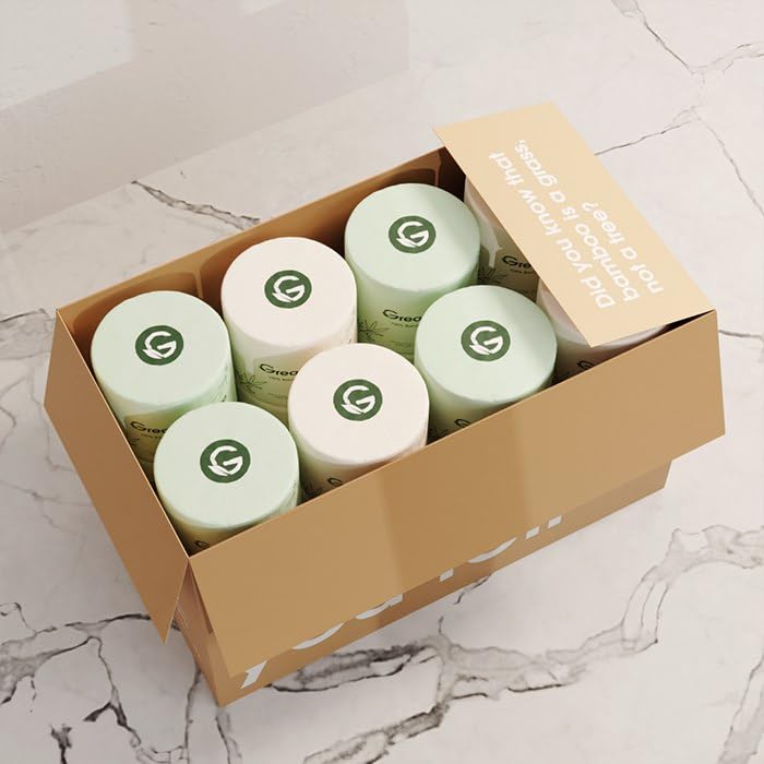 100% Tree-free Bamboo Toilet Paper, 3-Ply, 24 Rolls, Coreless, Plastic-Free Packaging