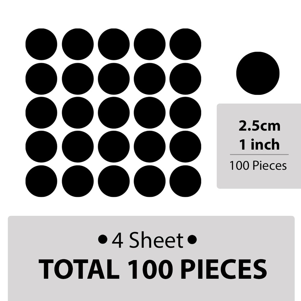 240 Pcs 1-Inch Black Polka Dot Wall Decals β Removable & Self-Adhesive Vinyl Stickers for Kids Room, Nursery & Home Decor (Matte Black, 1 Inch Dots)