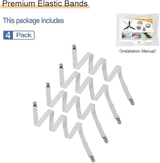 4Pcs Adjustable Bed Sheet Straps Clips, Elastic Mattress Sheet Fasteners Holder