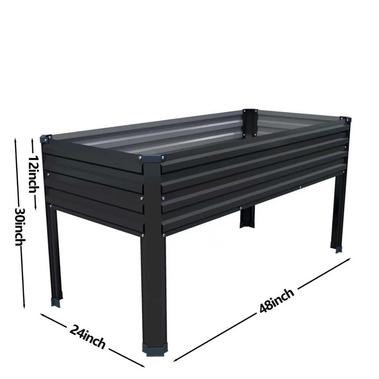 DIIYIV Galvanized Raised Garden Bed with Legs,2PCS 48×24×30in Elevated Planter Box for Backyard,Garden, Patio, Balcony, 350lb Capacity,Planters for Outdoor Plants,Black