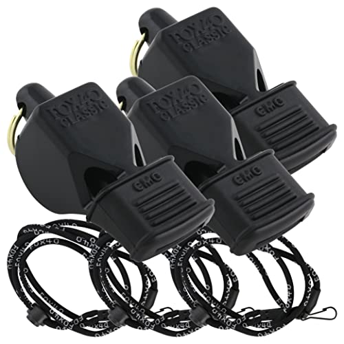 Fox 40 Classic CMG w/Breakaway Lanyard 3 Pack (Black) Pealess, 100dB, Coaching, Lifeguarding, Dog Training Whistle