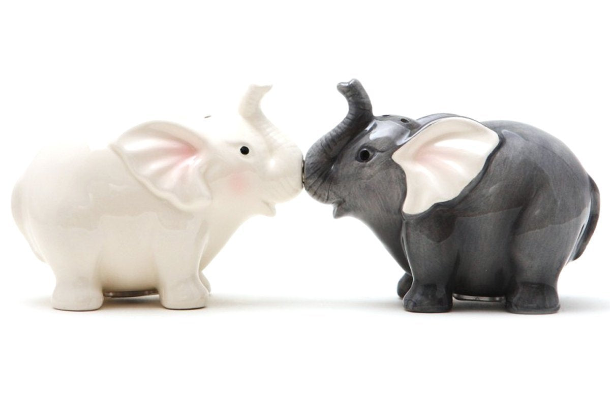 Pacific Giftware 1 X Ceramic Magnetic Salt and Pepper Shaker Set - Elephants They Kiss 8795