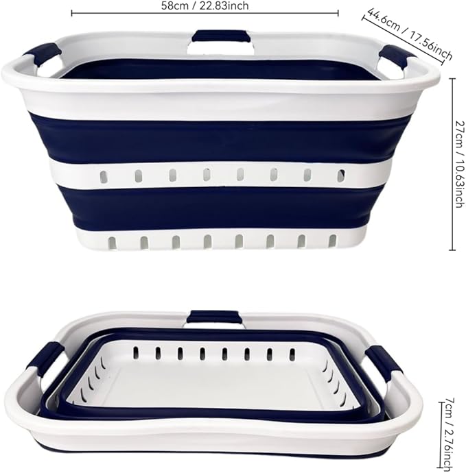 SAMMART 42L Collapsible Plastic Laundry Basket