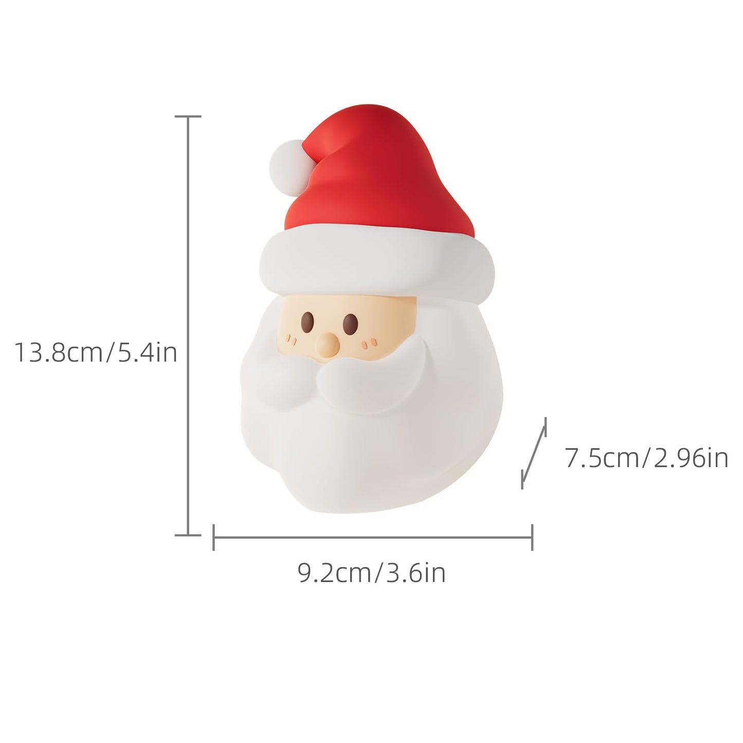 ELAMAS Santa Claus Night Light for Kids, Cute Christmas, Silicone Squishy LED Lamp Decorations, Rechargeable Touch Nightlight, Baby Night Light for Nursery Breastfeeding Bedroom Living Room Decor