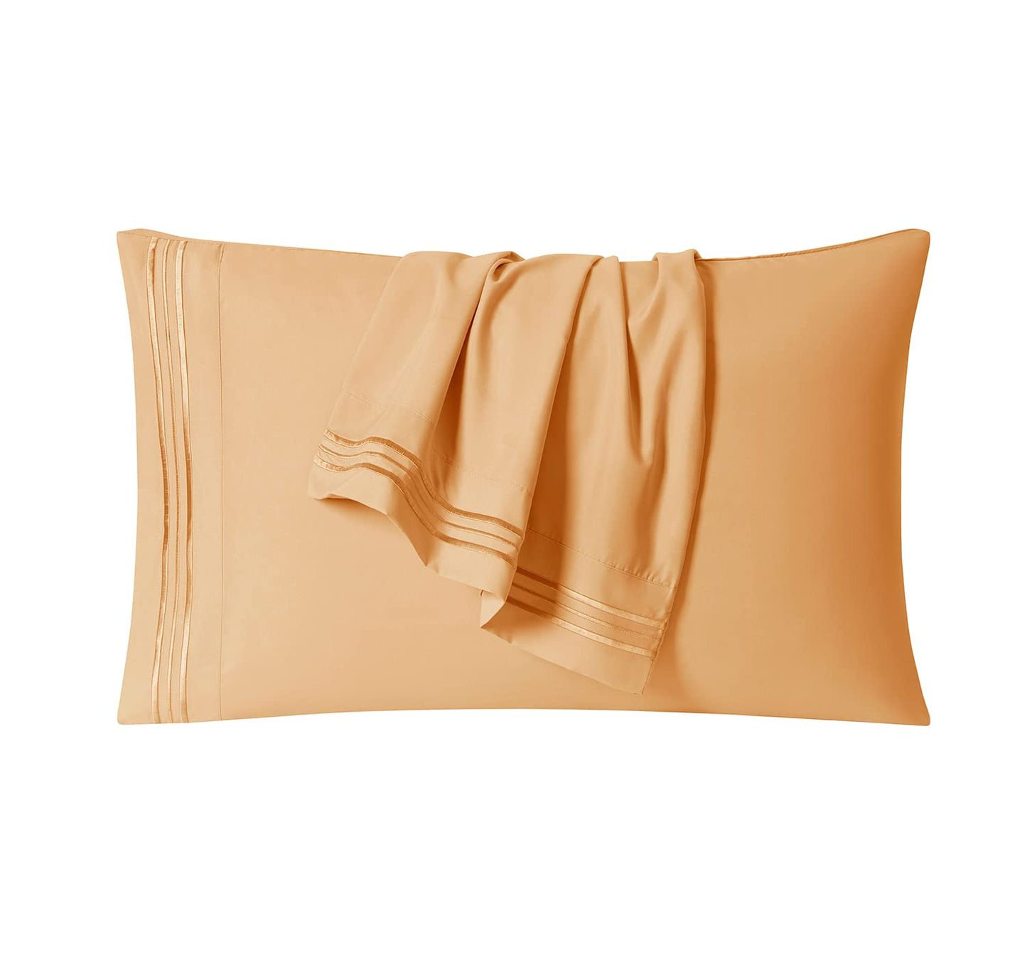 Clara Clark Bed Sheets, Premier 1800 Series 4 Piece Bed Sheet Set, Deep Pocket, Wrinkle, Fade, Stain Resistant, Luxury Soft Bedding Sheets & Pillowcases, Queen, Apricot Orange