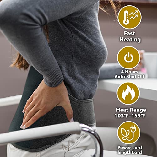 UTK Heating Pad for Back Pain Relief, Far Infrared Heating Pads with 20 Natural Jade Stones, Heating Fast, Hot Enough, Auto Shut Off, Smart Controller, 55'' Large Size Heat Pad for Back