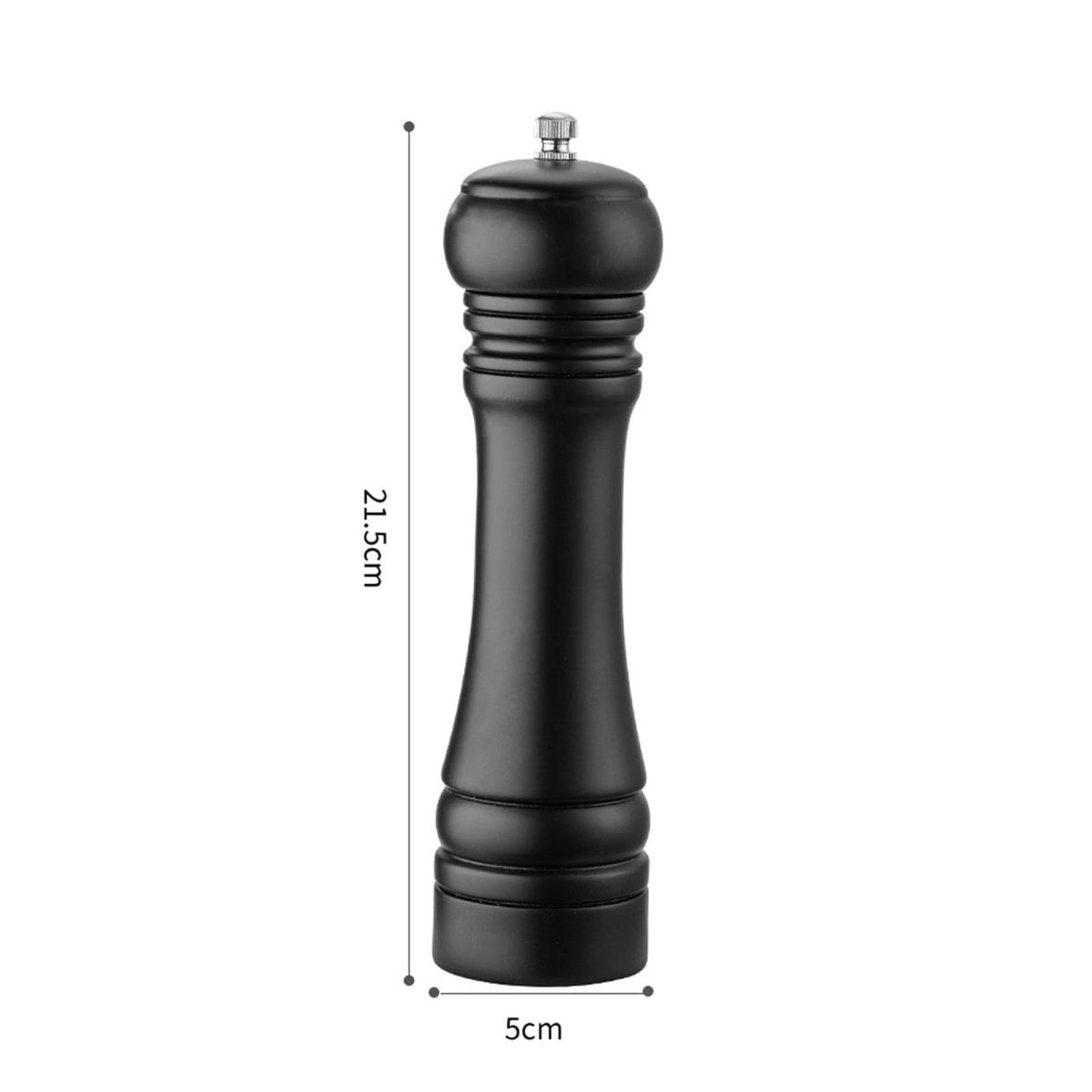 BINHAI Black Set Salt Pepper Mill,Wooden Pepper Grinder Manual Mills Solid with Strong Adjustable Ceramic Grinders 2 Piece 8 Inches