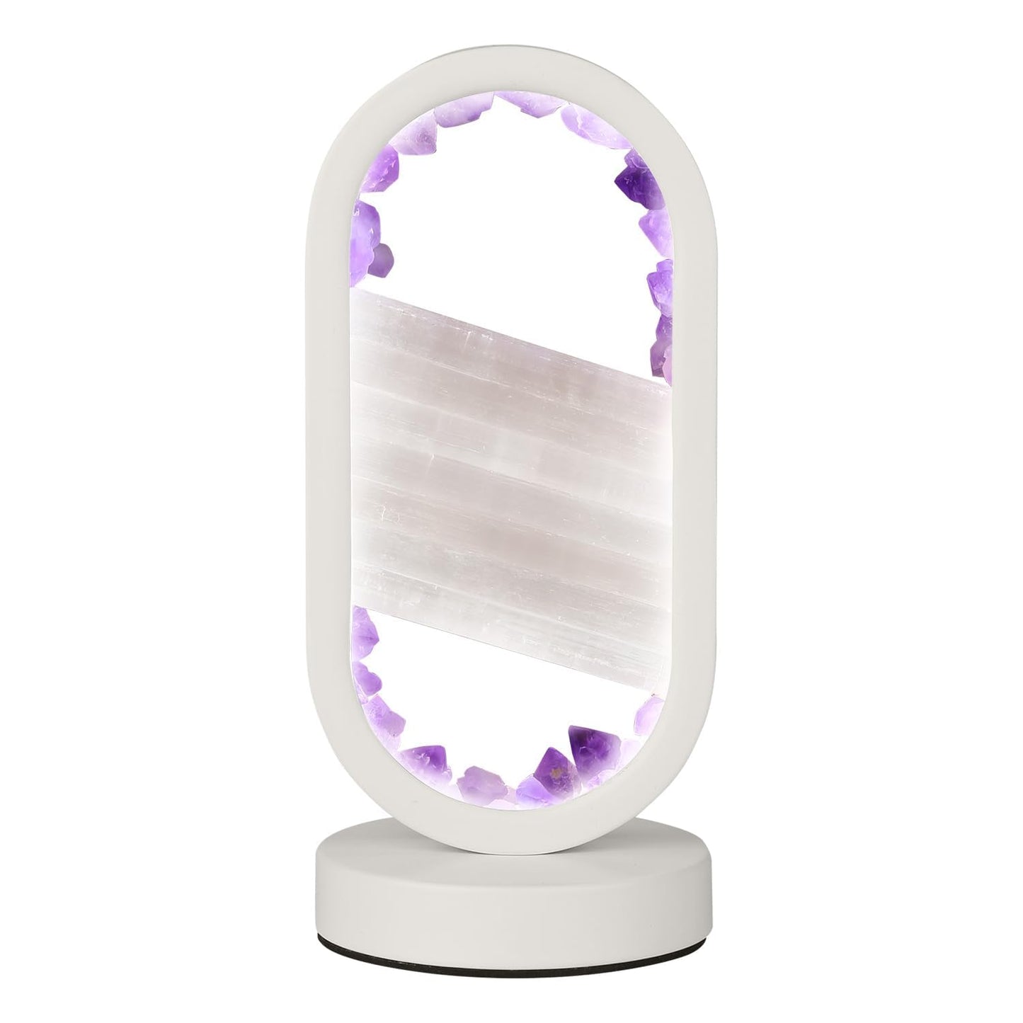 GC QUILL Natural Amethyst Selenite Crystal Healing Night Lamp, White