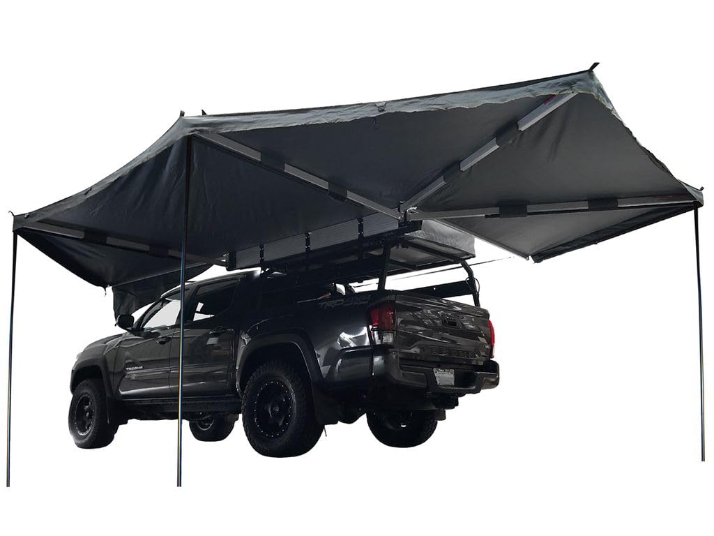 Overland Vehicle Systems - HD Nomadic 270 - Awning, Passenger Side, Grey Body, Green Trim & Black Travel Cover
