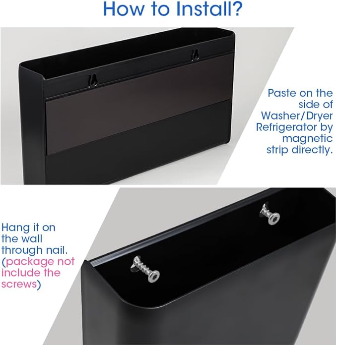 Picowe 3 PCS Magnetic Laundry Storage, Magnetic Storage Box