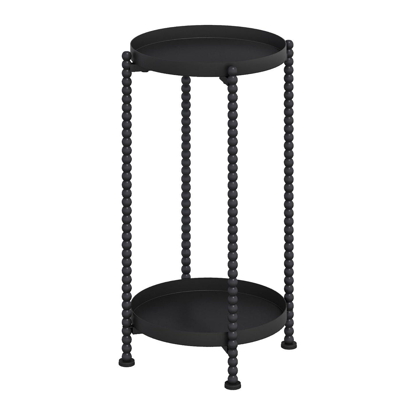 YINMIT Plant Stand Indoor Outdoor, 2 Tier Metal Plant Stand, Metal Spindle Poles Plant Stands Outdoor, Corner Flower Pot Stand, Plant Tables Indoor for Patio Garden Balcony Living Room Black