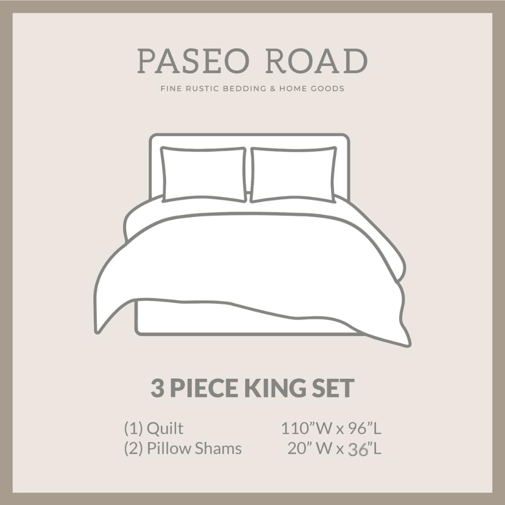 Paseo Road by HiEnd Accents Pontiac 3 Piece Quilt Set with Pillow Shams, King Size, Cotton Reversible Luxury Bedding, Aztec Southwestern Rustic Style Bed Set, 1 Quilt and 2 Pillowcases