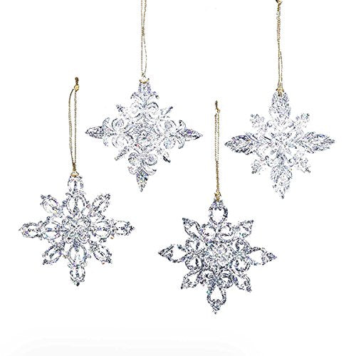 Kurt Adler Acrylic Snowflake Ornament Set OF 12 for Christmas