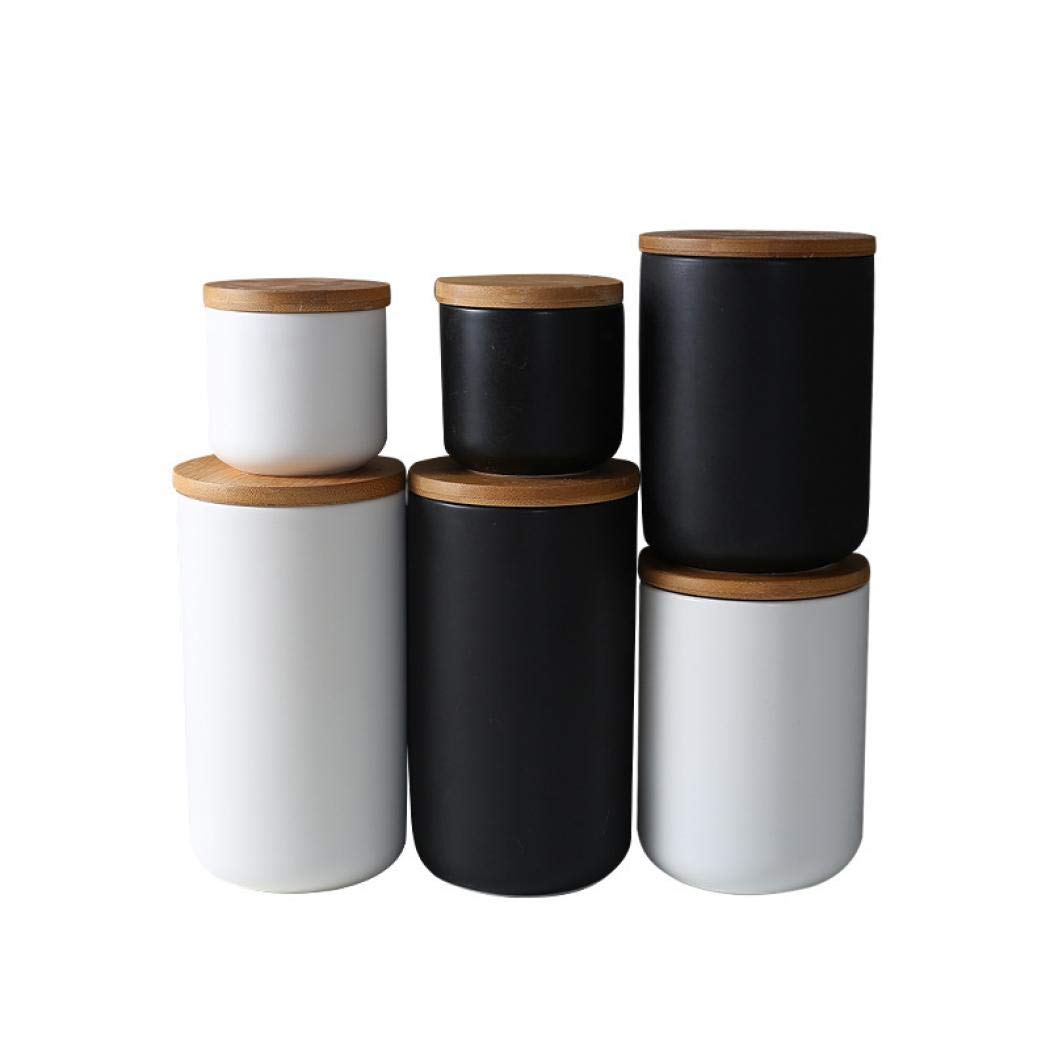 MilkyWay Food Storage Jar Strong Ceramic Storage Canisters with Airtight Seal Bamboo Lid Modern Design Seal Damp-Proof Kitchen Jar for Coffee, Tea, Spice and More (Black(M: 27oz/800ml))
